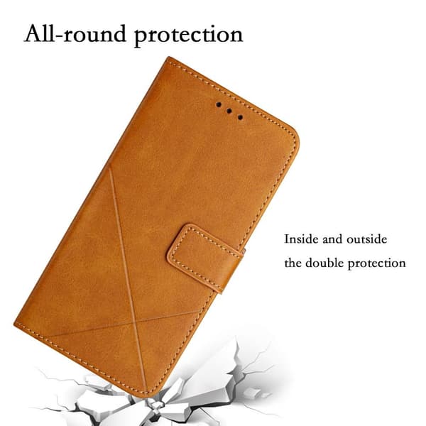 SKALO Xiaomi Redmi Note 12 4G Kohokuvioitu PU Nahka Lompakkokotelo - Vaaleanruskea