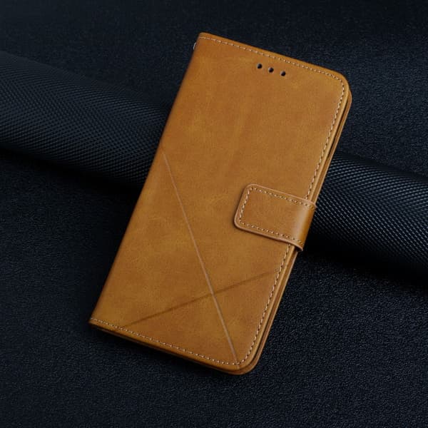 SKALO Xiaomi Redmi Note 12 4G Kohokuvioitu PU Nahka Lompakkokotelo - Vaaleanruskea