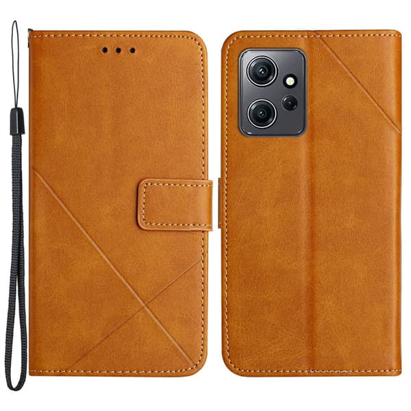 SKALO Xiaomi Redmi Note 12 4G Kohokuvioitu PU Nahka Lompakkokotelo - Vaaleanruskea