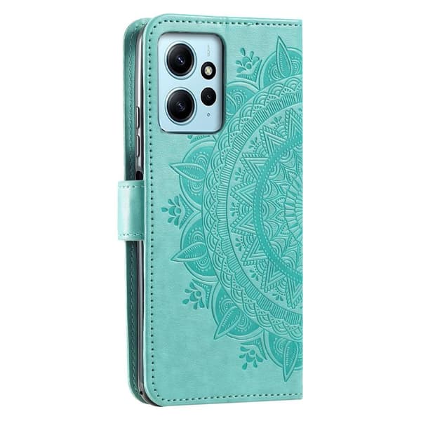 SKALO Xiaomi Redmi Note 12 4G Mandala Flip Cover - Turkis