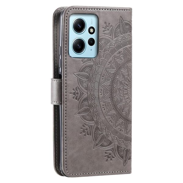SKALO Xiaomi Redmi Note 12 4G Mandala Plånboksfodral - Grå