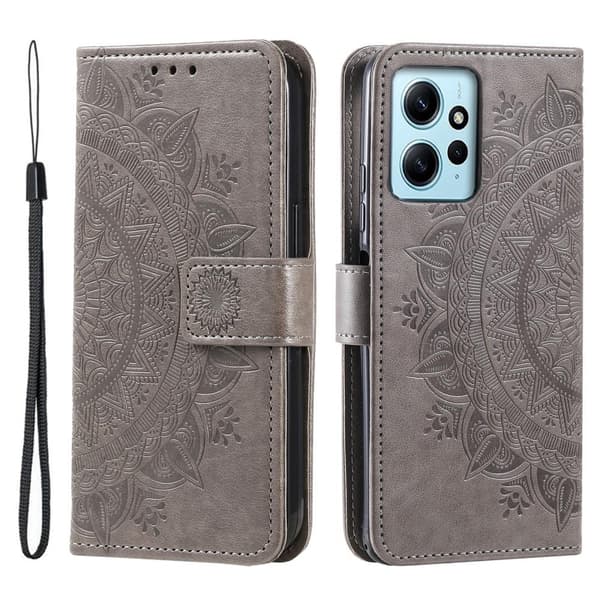 SKALO Xiaomi Redmi Note 12 4G Mandala Plånboksfodral - Grå