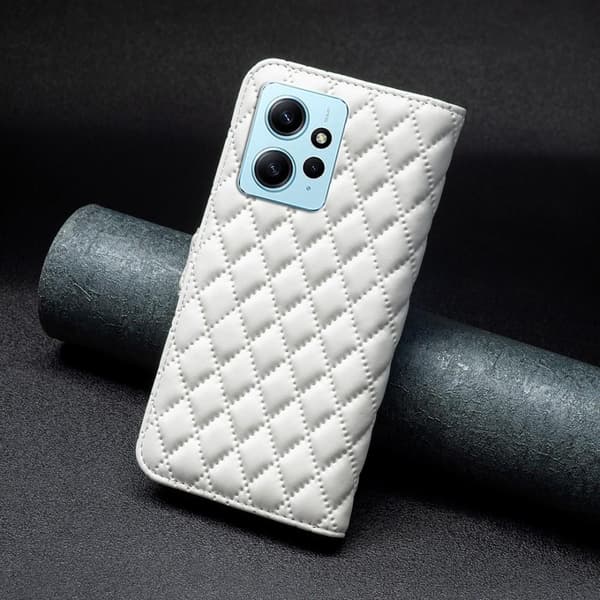 SKALO Xiaomi Redmi Note 12 4G BINFEN COLOR Quiltat Plånbok - Vit