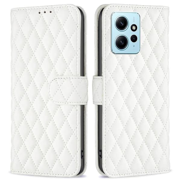 SKALO Xiaomi Redmi Note 12 4G BINFEN COLOR Quiltat Plånbok - Vit