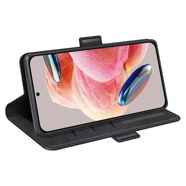 SKALO Xiaomi Redmi Note 12 4G Premium Wallet Lompakkokotelo - Musta