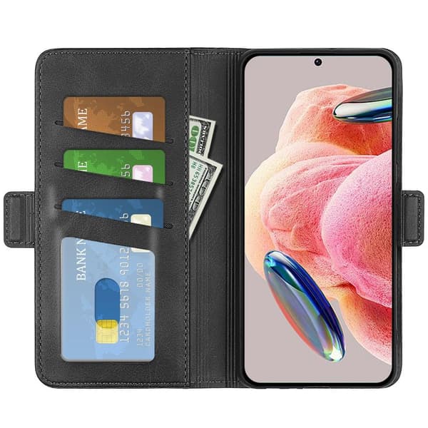 SKALO Xiaomi Redmi Note 12 4G Premium Wallet Lompakkokotelo - Musta