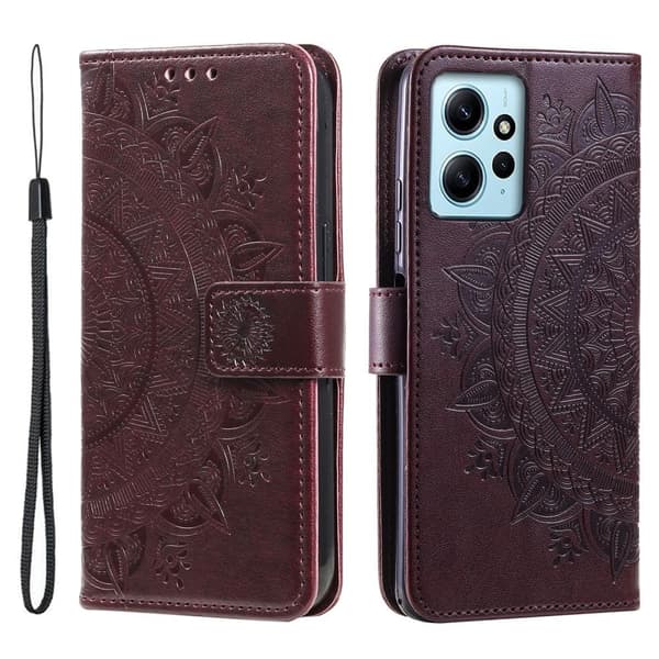 SKALO Xiaomi Redmi Note 12 4G Mandala Plånboksfodral - Brun