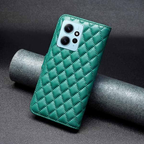 SKALO Xiaomi Redmi Note 12 4G BINFEN COLOR Quiltat Plånbok - Grön