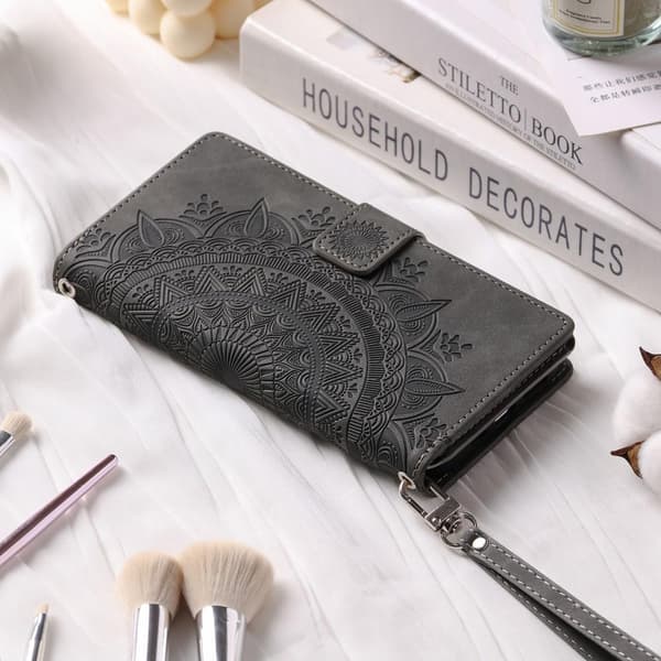 SKALO Xiaomi Redmi Note 12 4G Big Wallet Mandala Lompakkokotelo - Harmaa