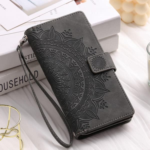 SKALO Xiaomi Redmi Note 12 4G Big Wallet Mandala Lompakkokotelo - Harmaa