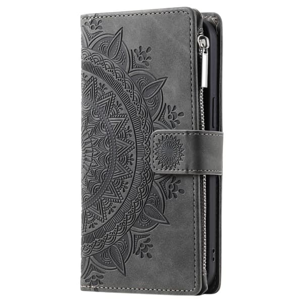 SKALO Xiaomi Redmi Note 12 4G Big Wallet Mandala Lompakkokotelo - Harmaa