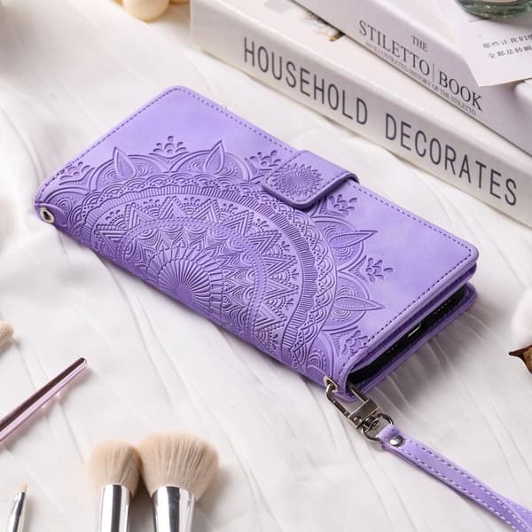 SKALO Xiaomi Redmi Note 12 4G Big Wallet Mandala Lompakkokotelo - Violetti