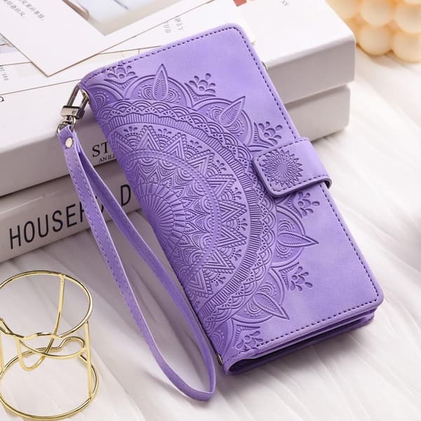SKALO Xiaomi Redmi Note 12 4G Big Wallet Mandala Lompakkokotelo - Violetti