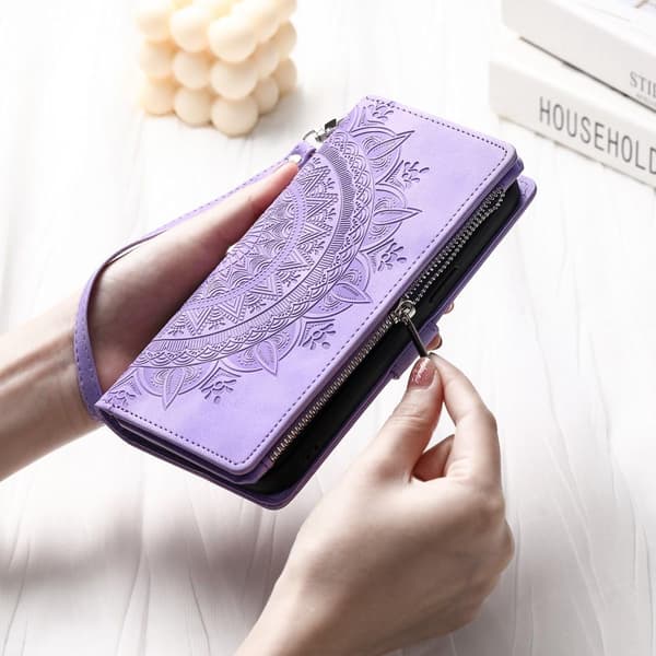 SKALO Xiaomi Redmi Note 12 4G Big Wallet Mandala Lompakkokotelo - Violetti