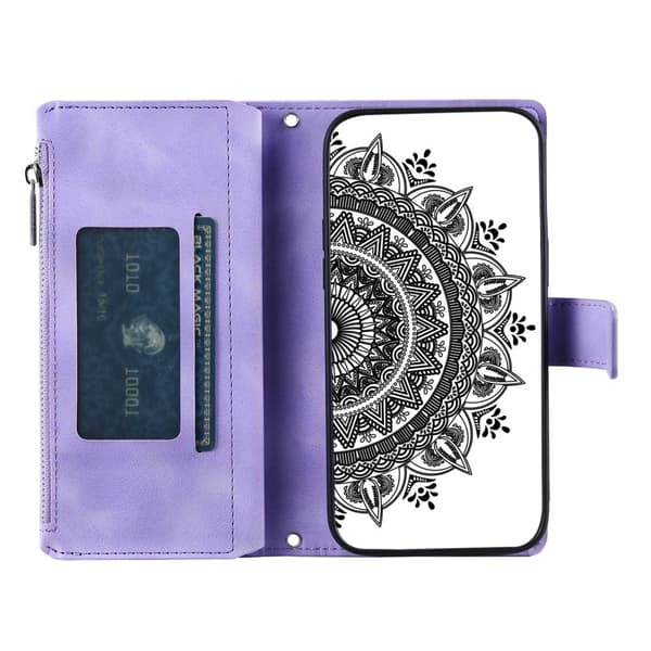 SKALO Xiaomi Redmi Note 12 4G Big Wallet Mandala Lompakkokotelo - Violetti