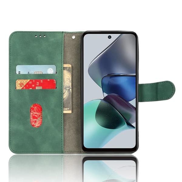 SKALO Motorola Moto G53 5G Matt PU-Läder Plånboksfodral - Grön