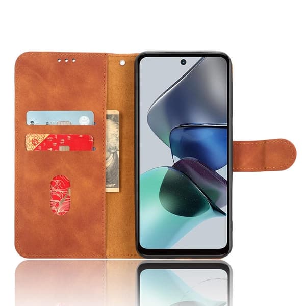 SKALO Motorola Moto G53 5G Matt PU-læderpungetui - Brun