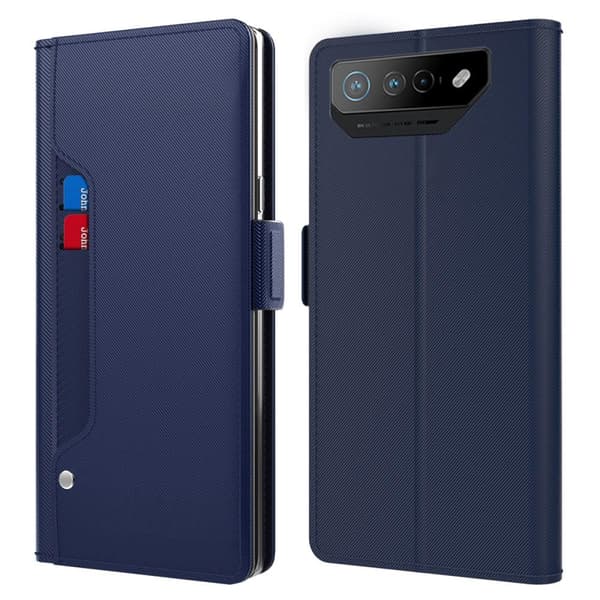 SKALO Asus ROG Phone 7 5G Korthållare Spegel Plånbok - Blå