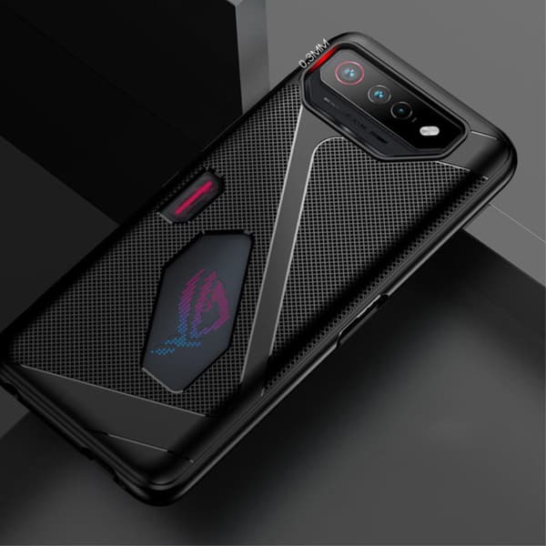 SKALO Asus ROG Phone 7 5G Carbon Fiber TPU-suojakuori - Sininen