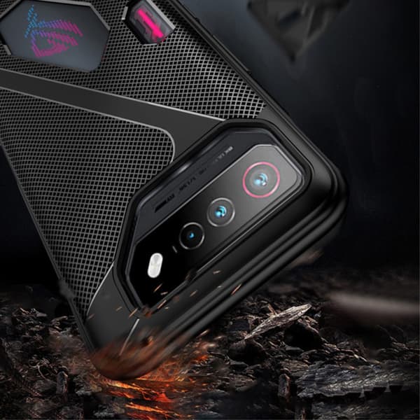 SKALO Asus ROG Phone 7 5G Carbon Fiber TPU-suojakuori - Sininen