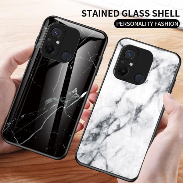 SKALO Xiaomi Redmi 12C 4G Marmor Härdat Glas TPU-skal - Motiv 3