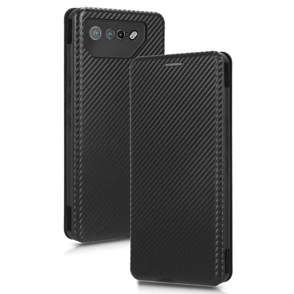 SKALO Asus ROG Phone 7 5G Carbon Fiber Plånboksfodral - Svart