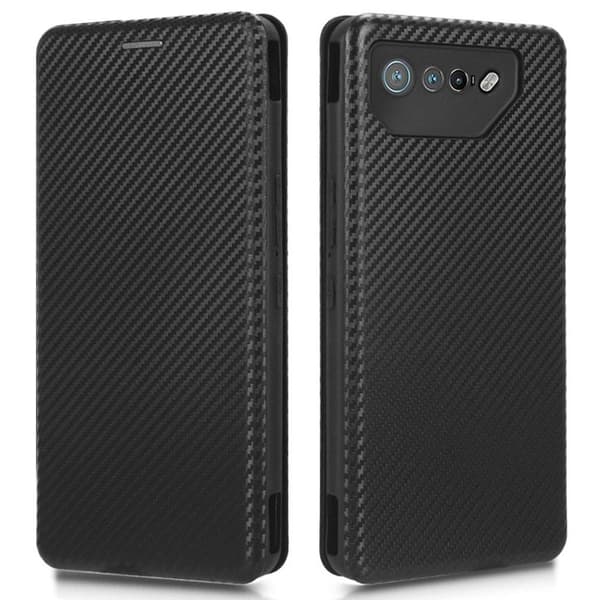 SKALO Asus ROG Phone 7 5G Carbon Fiber Plånboksfodral - Svart