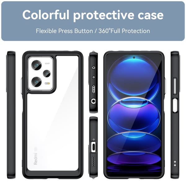 SKALO Xiaomi Redmi Note 12 Pro 5G Läpinäkyvä TPU suojakuori - Musta