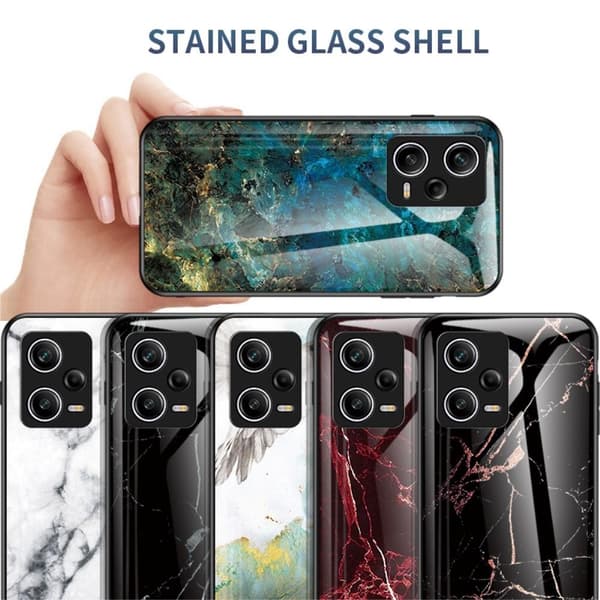 SKALO Xiaomi Redmi Note 12 Pro 5G Marmor hærdet glas TPU Cover - #4