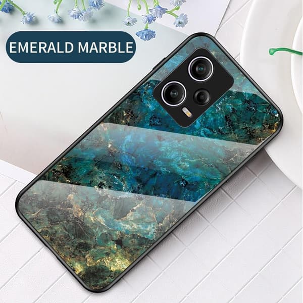 SKALO Xiaomi Redmi Note 12 Pro 5G Marmor hærdet glas TPU Cover - #4