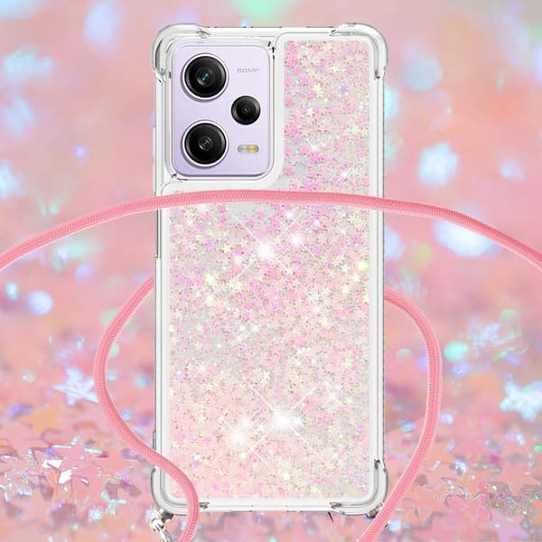 SKALO Xiaomi Redmi Note 12 Pro 5G Kvicksand Glitter Mobilhalsband - Rosa