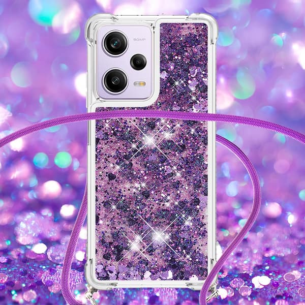 SKALO Xiaomi Redmi Note 12 Pro 5G Juoksuhiekka Glitter Mobile kaulapanta - Violetti