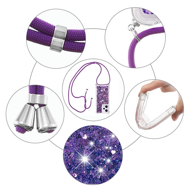 SKALO Xiaomi Redmi Note 12 Pro 5G Juoksuhiekka Glitter Mobile kaulapanta - Violetti