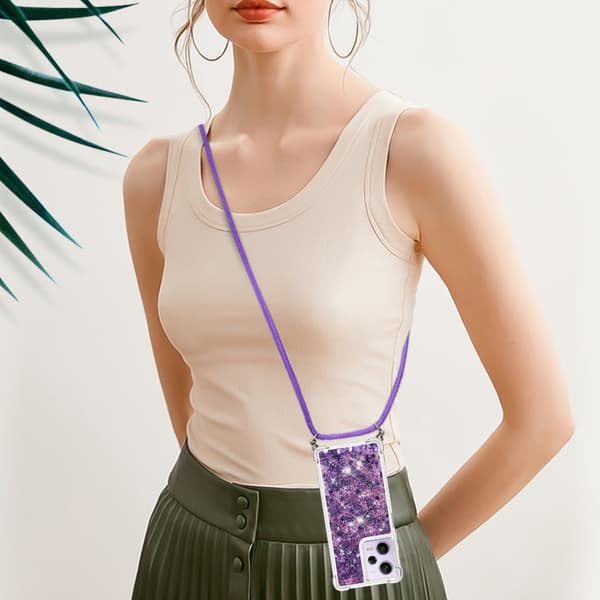 SKALO Xiaomi Redmi Note 12 Pro 5G Juoksuhiekka Glitter Mobile kaulapanta - Violetti
