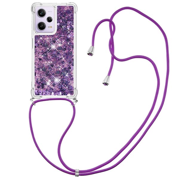 SKALO Xiaomi Redmi Note 12 Pro 5G Juoksuhiekka Glitter Mobile kaulapanta - Violetti