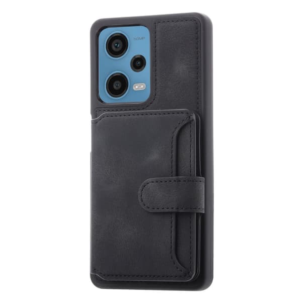 SKALO Xiaomi Redmi Note 12 Pro 5G PU-nahkainen Suojakuori Lompakolla - Musta