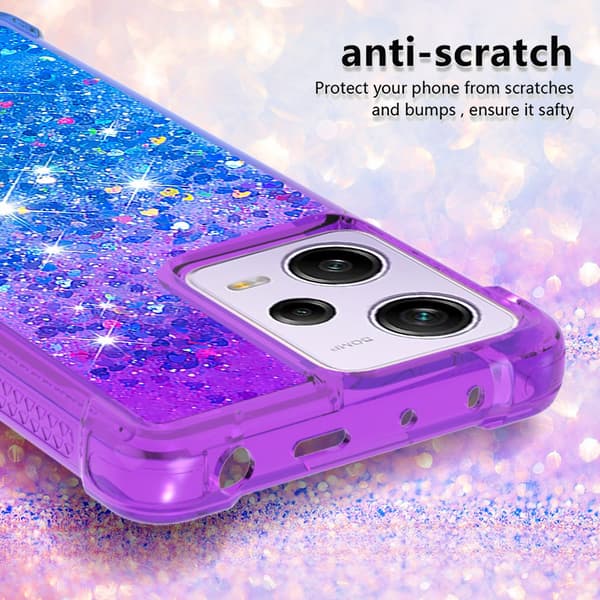 SKALO Xiaomi Redmi Note 12 Pro 5G Juoksuhiekka Glitter Sydämet TPU kuori - Violetti-Sininen