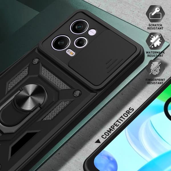 SKALO Xiaomi Redmi Note 12 Pro 5G Armor hybridi metallirengas kameran liukusäädin - - Punainen