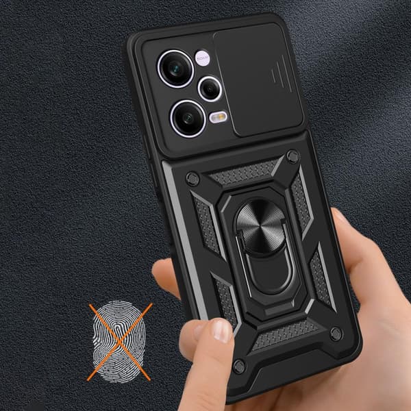 SKALO Xiaomi Redmi Note 12 Pro 5G Armor hybridi metallirengas kameran liukusäädin - - Punainen