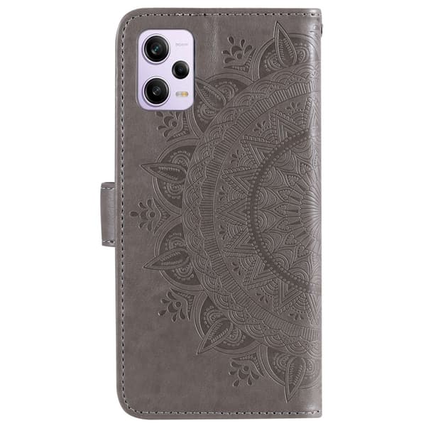 SKALO Xiaomi Redmi Note 12 Pro 5G Mandala Flip Cover - Grå