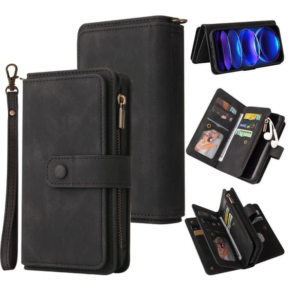 SKALO Xiaomi Redmi Note 12 Pro 5G Big Wallet 17-FACK Plånboksfodral - Svart