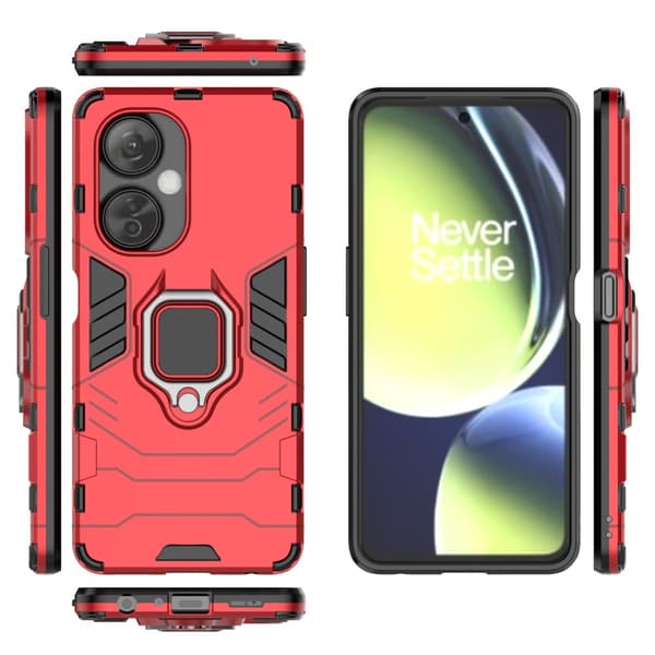 SKALO OnePlus Nord CE 3 Lite 5G Armor Hybrid Metallring skal - Röd