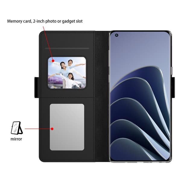 SKALO OnePlus Nord CE 3 Lite 5G Kortholder Mirror Flip Cover - Sort
