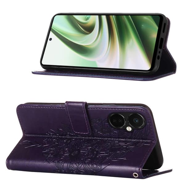 SKALO OnePlus Nord CE 3 Lite 5G Mandala Butterfly Flip Cover - Mørk lilla