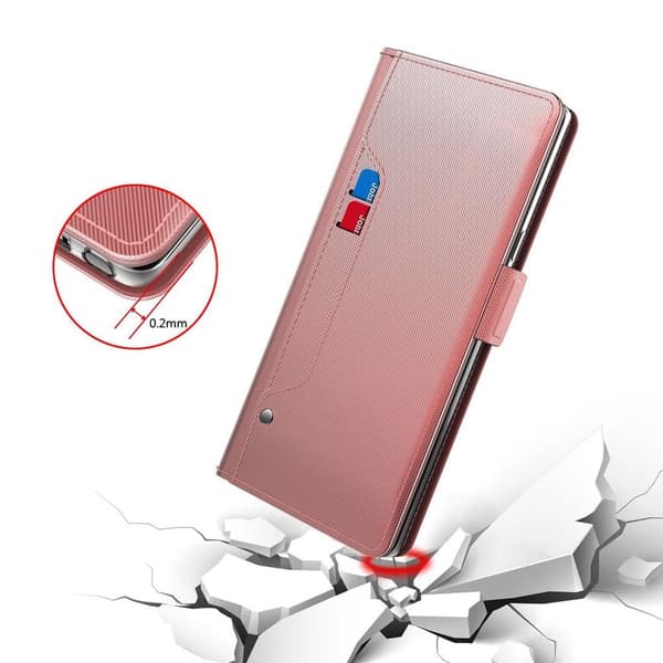 SKALO OnePlus Nord CE 3 Lite 5G Kortholder Mirror Flip Cover - Rosa guld