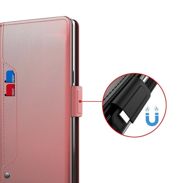 SKALO OnePlus Nord CE 3 Lite 5G Kortholder Mirror Flip Cover - Rosa guld