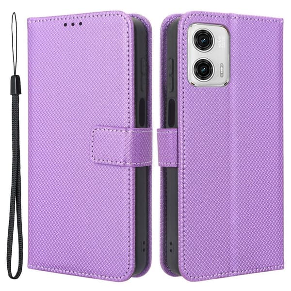 SKALO Motorola Moto G73 5G Premium Mini Rhombus Lompakkokotelo - Violetti