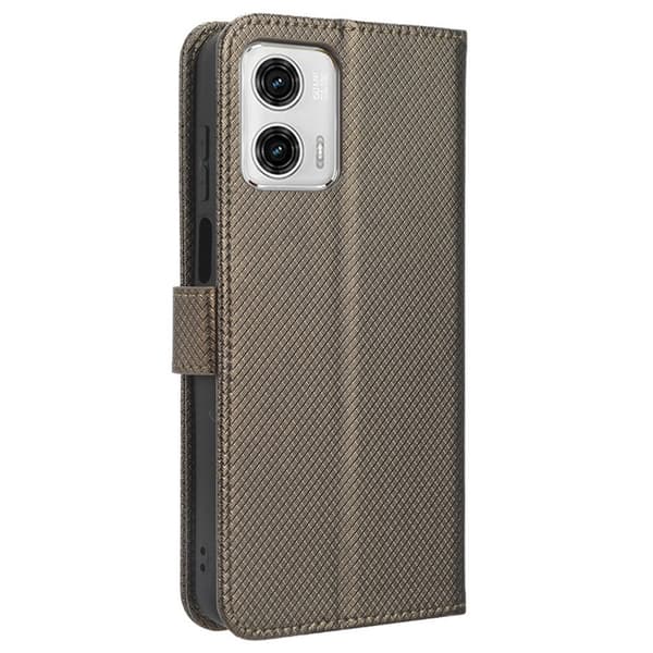 SKALO Motorola Moto G73 5G Premium Mini Rhombus Wallet Flip Cover - Brun