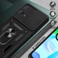 Miniatyrbillede 5 af 8: SKALO Motorola Moto G73 5G Armor Hybrid Metal Ring Camera Slider - Rød