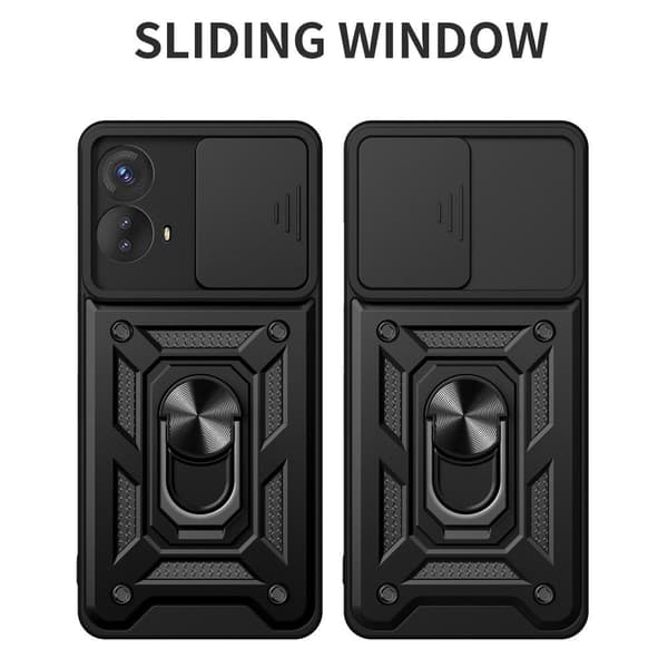 SKALO Motorola Moto G73 5G Armor Hybrid Metal Ring Camera Slider - Rød